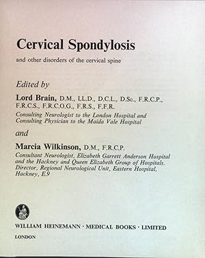 Bild des Verkufers fr Cervical Spondylosis and other disorders of the cervical spine zum Verkauf von books4less (Versandantiquariat Petra Gros GmbH & Co. KG)