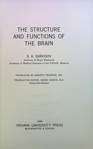 Seller image for The Structure and Functions of the Brain for sale by books4less (Versandantiquariat Petra Gros GmbH & Co. KG)