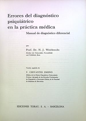 Bild des Verkufers fr Errores del diagnostico psiquiatrico en la practica medica: Manual de diagnostico diferencial zum Verkauf von books4less (Versandantiquariat Petra Gros GmbH & Co. KG)