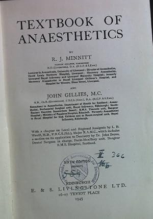 Bild des Verkufers fr Textbook of Anaethetics. zum Verkauf von books4less (Versandantiquariat Petra Gros GmbH & Co. KG)