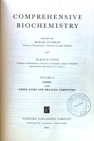 Bild des Verkufers fr Lipids and Amino Acids and related Compounds; Comprehensive Biochemistry; Vol 6; zum Verkauf von books4less (Versandantiquariat Petra Gros GmbH & Co. KG)