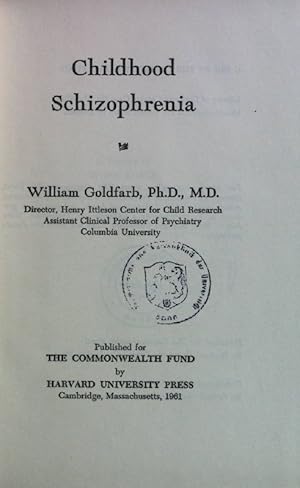 Imagen del vendedor de Childhood Schizophrenia. a la venta por books4less (Versandantiquariat Petra Gros GmbH & Co. KG)