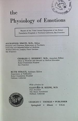 Imagen del vendedor de The Physiology of Emotions. a la venta por books4less (Versandantiquariat Petra Gros GmbH & Co. KG)