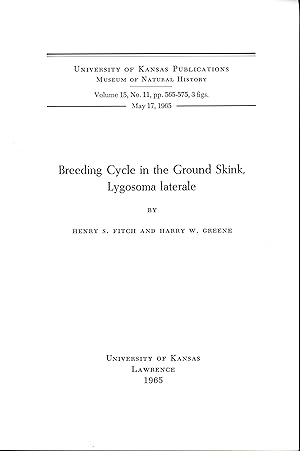 Seller image for Breeding cycle in the Ground skink, Lygosoma laterale. for sale by Frank's Duplicate Books