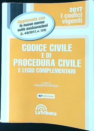 Bild des Verkufers fr Codice civile e di procedura civile e leggi complementari zum Verkauf von Librodifaccia