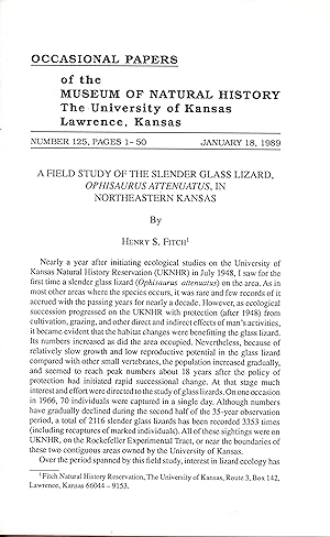 Image du vendeur pour A Field Study of the Slender Glass Lizard, Ophisaurus attenuatus, in Northeastern Kansas. mis en vente par Frank's Duplicate Books