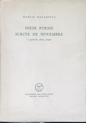 Seller image for Diese poesie scrite de Novembre e qualche altra, dopo for sale by Miliardi di Parole