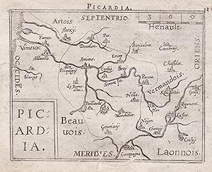 Immagine del venditore per Picardia" - Picardie Aisne Oise Somme France carte map Karte / Epitome du theatre du monde / Theatro del Mondo / Theatrum orbis terrarum venduto da Antiquariat Steffen Vlkel GmbH