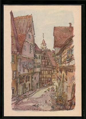 Image du vendeur pour Knstler-Ansichtskarte Leonberg, Strasse Schmalzgasse mit Kindern mis en vente par Bartko-Reher