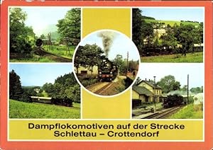 Seller image for Ansichtskarte / Postkarte Schlettau im Erzgebirge, Dampflokomotiven auf der Strecke Schlettau Crottendorf for sale by akpool GmbH