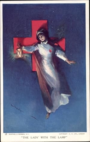 Künstler Ansichtskarte / Postkarte The Lady with the Lamp, Red Cross, Krankenschwester, Laterne