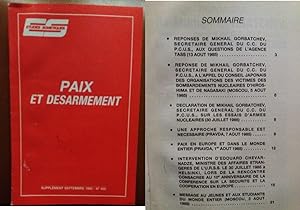 Seller image for Paix et Desarmement Discours ETUDES SOVIETIQUES 1985 Russie URSS for sale by CARIOU1