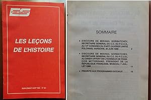 Seller image for Les Lecons de l Histoire Discours ETUDES SOVIETIQUES 1986 Russie URSS for sale by CARIOU1