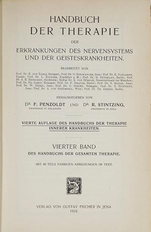 Immagine del venditore per Handbuch der Therapie der Erkrankungen des Nervensystems und der Geisteskrankheiten. venduto da Antiq. F.-D. Shn - Medicusbooks.Com