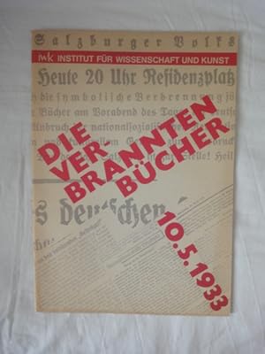 Bild des Verkufers fr Die Verbrannten Bcher 10.5.1933 zum Verkauf von Malota