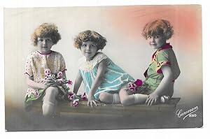 Postal.Fotografica niñas, Carmen Paris Nº 230 1929 Coloreada