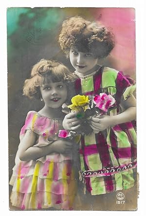 Postal.Fotografica niñas, P.C. Paris Nº 1517 1925 Coloreada