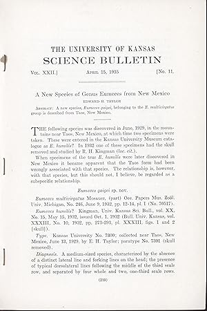 Seller image for A New Species of Genus Eumeces from New Mexico for sale by Frank's Duplicate Books