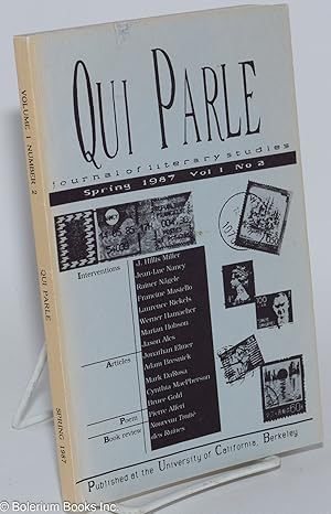 Image du vendeur pour Qui Parle; journal of literary studies, vol. 1, no. 2 (Spring 1987) mis en vente par Bolerium Books Inc.