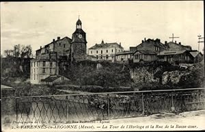 Seller image for Ansichtskarte / Postkarte Varennes en Argonne Meuse, La Tour de l'Horloge et la Rue de la Basse cour for sale by akpool GmbH