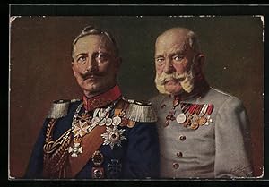 Ansichtskarte Portrait von Kaiser Franz Josef I. von Österreich und Kaiser Wilhelm II. von Deutsc...