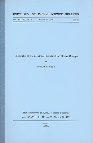 Seller image for The status of the Mexican lizards of the genus Mabuya. for sale by Frank's Duplicate Books