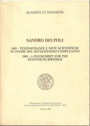 Sandro dei Poli - 1985.Testimonianze e note scientifiche in onore del settantesimo compleanno - 1...