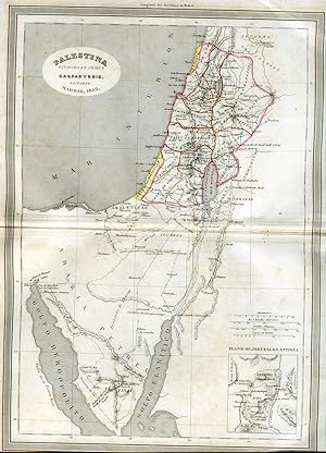 Mapa de Palestina grabado por Alabern, publicado en 1853 por Gaspar y Rpig