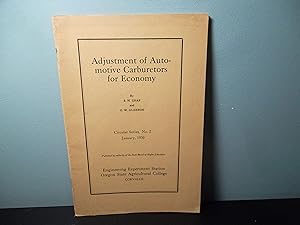 Imagen del vendedor de Adjustment of Automotive Carburetors for Economy (Circular Series, No.2 Jan.1930) a la venta por Eastburn Books