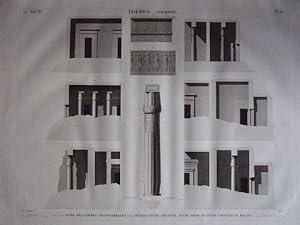 DESCRIPTION DE L'EGYPTE. Suite des coupes transversales. Détails d'une colonne et d'une frise et ...