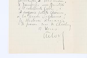 Lettre autographe signée adressée à Emile Mignard : "Gros succès avec mon déballage Gauguin."