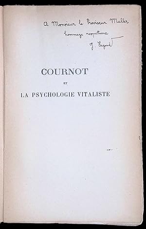 Image du vendeur pour Cournot et la psychologie vitaliste mis en vente par LibrairieLaLettre2