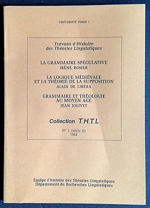 Imagen del vendedor de La grammaire spculative/La logique mdivale et la thorie de la supposition/Grammaire et thologie au moyen ge a la venta por LibrairieLaLettre2