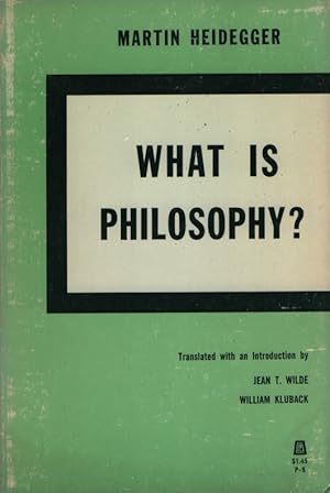 Bild des Verkufers fr What is philosophy? Translated with an introd. by William Kluback and Jean T. Wilde. Bi-lingual edition. zum Verkauf von Fundus-Online GbR Borkert Schwarz Zerfa