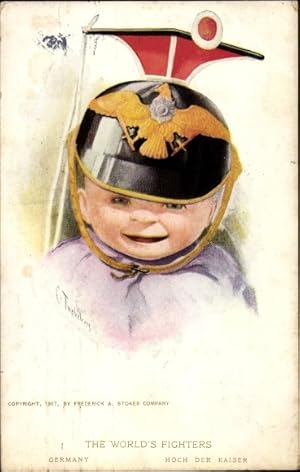 Künstler Ansichtskarte / Postkarte The World's Fighters, Germany, Hoch der Kaiser, Kleinkind mit ...
