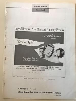 Imagen del vendedor de Goodbye Again Pressbook 1961 Ingrid Bergman, Yves Montand, Anthony Perkins a la venta por AcornBooksNH