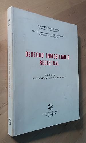 Image du vendeur pour Derecho inmobiliario registral mis en vente par Llibres Bombeta