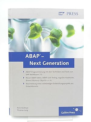 Seller image for ABAP - Next generation (ABAP-Programmierung mit den Techniken und Tools von SAP NetWeaver 7.0 ; Neuer ABAP Editor, ABAP Unit Testing, regulre Ausdrcke, Shared Memory Objects u.v.m. ; Beschreibung eines vollstndigen Entwicklungsprojekts aus Entwicklersicht). Mit CD for sale by Antiquariat Smock