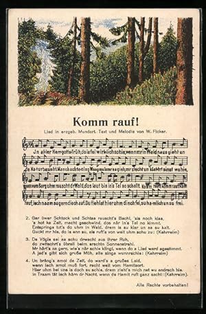 Bild des Verkufers fr Ansichtskarte Komm raus!, Lied in erzgeb. Mundart zum Verkauf von Bartko-Reher