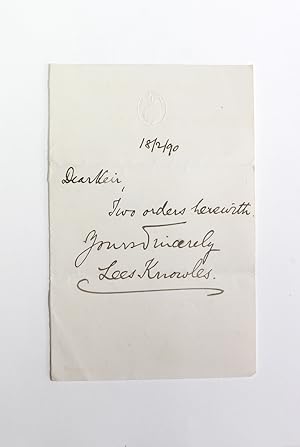 Seller image for An Original House of Commons Paper Slip Signed by Sir Lees Knowles for sale by Lasting Words Ltd