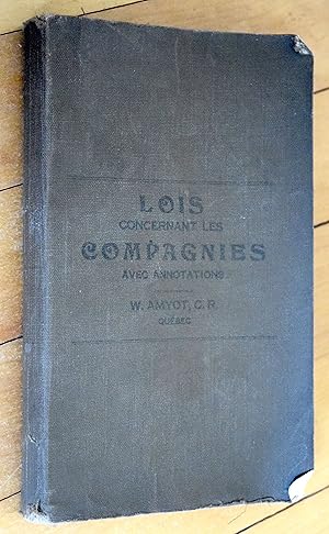 Lois concernant les compagnies / Laws concerning companies