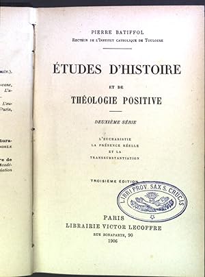 Seller image for Etudes D'Histoire et de theologie positive for sale by books4less (Versandantiquariat Petra Gros GmbH & Co. KG)