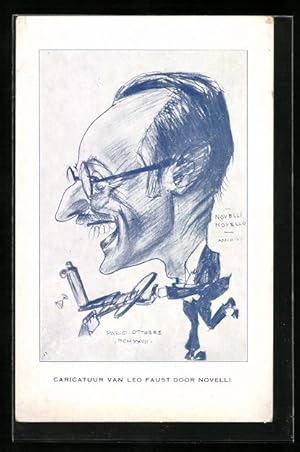 Künstler-Ansichtskarte Caricatuur van Leo Faust door novelli, Karikatur