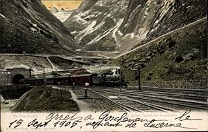 Ansichtskarte / Postkarte Göschenen Kanton Uri, Gotthardbahn, Großer Tunnel, Eisenbahn