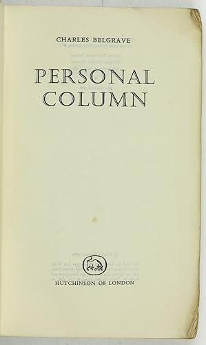 Imagen del vendedor de Personal Column. [Uncorrected proof copy]. a la venta por Antiquariat INLIBRIS Gilhofer Nfg. GmbH