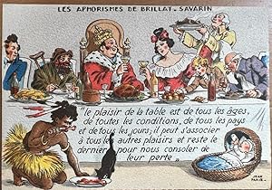 [Vintage menu/postcard, ca 1950] Les Aphorismes de Brillat-Savarin by Jean Paris, 100 x 150 mm. V...