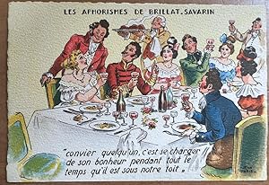 [Vintage menu/postcard, ca 1950] Les Aphorismes de Brillat-Savarin by Jean Paris, 100 x 150 mm. V...