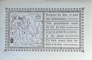 [Vintage card, woodcut, 20th century, wine] Le valet. Suivant du Roi, je suis bon domestique; bon...
