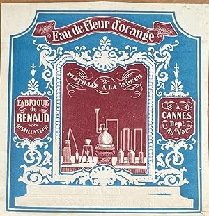 [Vintage label, 20th century, distillation] Eau de Fleur d' Orange, Distillée a la vapeur, Fabriq...