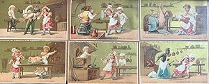 [6 Vintage cards, chocolat, chromos, 20th century, food] Cuisine Fantastique, La volaille recalci...